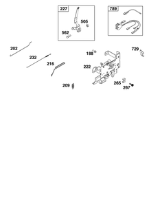 Controls Group Diagram and Parts List for 31R707-0056-G1 200000 - 399999 Briggs and Stratton Engine